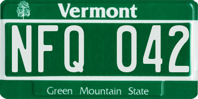 VT license plate NFQ042