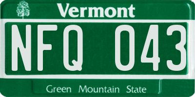 VT license plate NFQ043