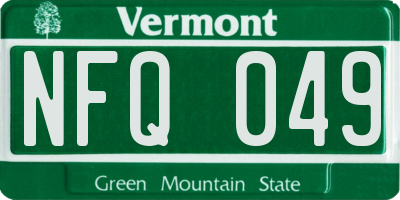 VT license plate NFQ049