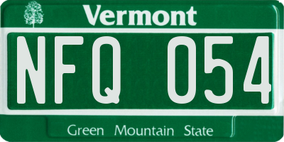 VT license plate NFQ054