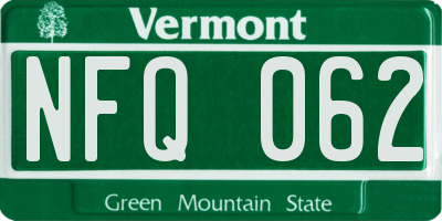 VT license plate NFQ062