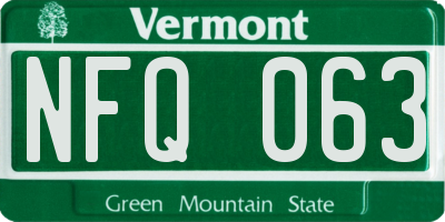 VT license plate NFQ063