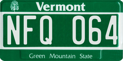 VT license plate NFQ064