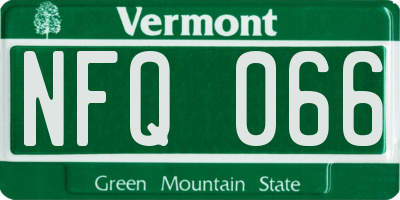 VT license plate NFQ066