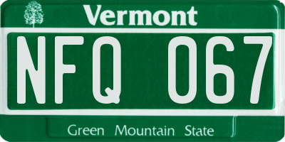 VT license plate NFQ067