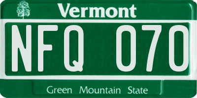 VT license plate NFQ070
