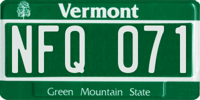 VT license plate NFQ071