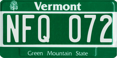 VT license plate NFQ072