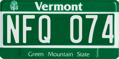 VT license plate NFQ074