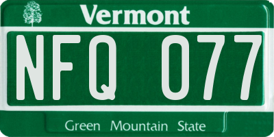 VT license plate NFQ077