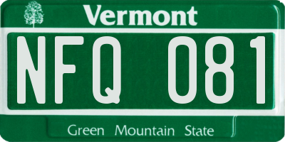 VT license plate NFQ081