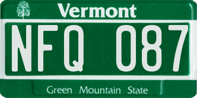 VT license plate NFQ087