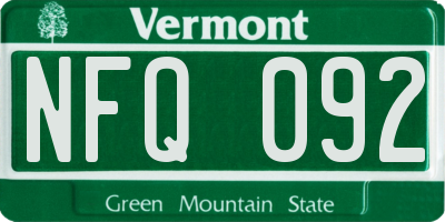 VT license plate NFQ092