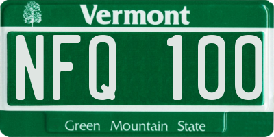 VT license plate NFQ100
