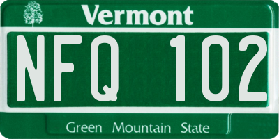 VT license plate NFQ102