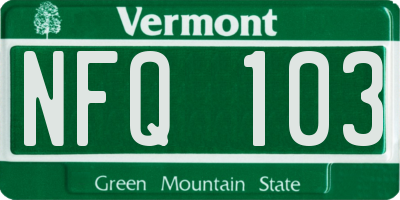 VT license plate NFQ103