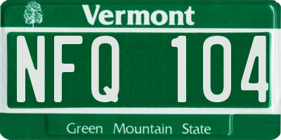 VT license plate NFQ104