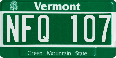 VT license plate NFQ107