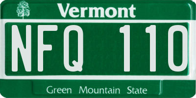 VT license plate NFQ110