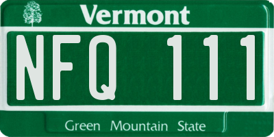 VT license plate NFQ111