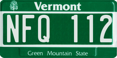 VT license plate NFQ112