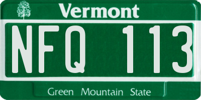 VT license plate NFQ113
