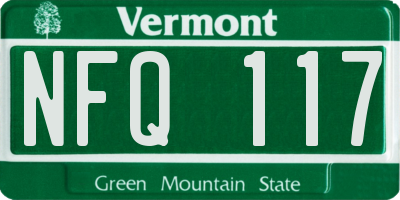 VT license plate NFQ117