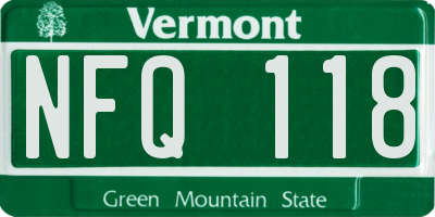 VT license plate NFQ118