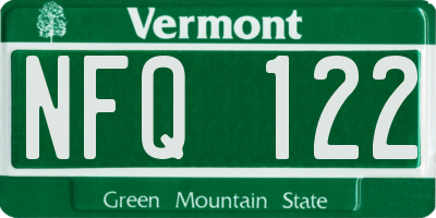 VT license plate NFQ122