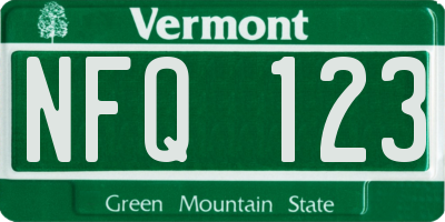 VT license plate NFQ123