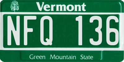 VT license plate NFQ136