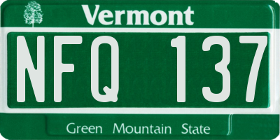 VT license plate NFQ137