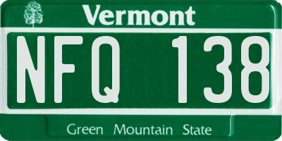 VT license plate NFQ138