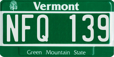VT license plate NFQ139