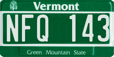 VT license plate NFQ143
