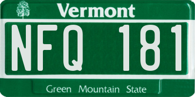 VT license plate NFQ181