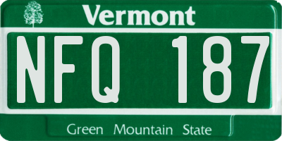 VT license plate NFQ187