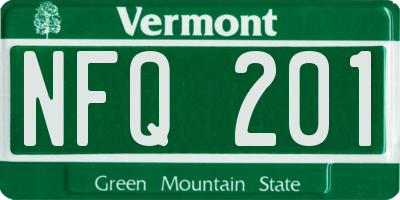 VT license plate NFQ201