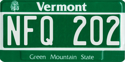 VT license plate NFQ202