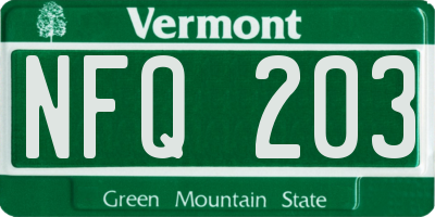VT license plate NFQ203