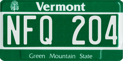 VT license plate NFQ204