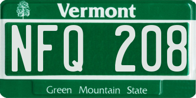 VT license plate NFQ208