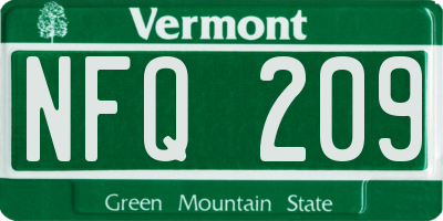 VT license plate NFQ209