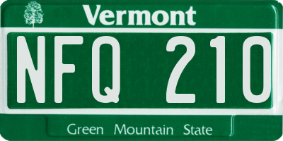 VT license plate NFQ210