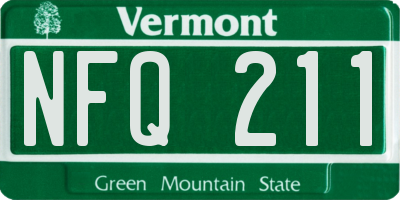 VT license plate NFQ211