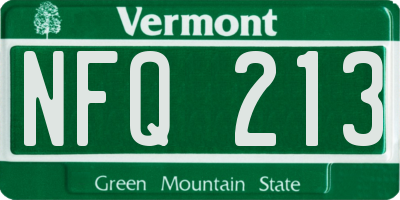 VT license plate NFQ213