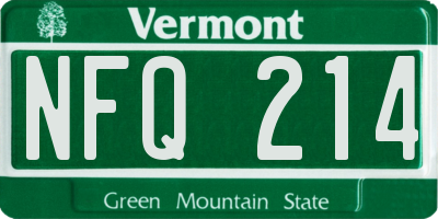 VT license plate NFQ214