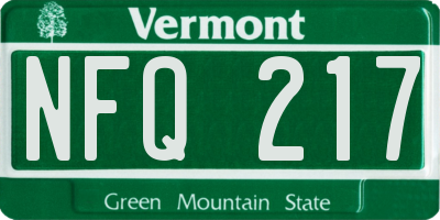 VT license plate NFQ217