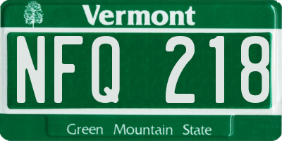 VT license plate NFQ218