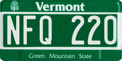 VT license plate NFQ220